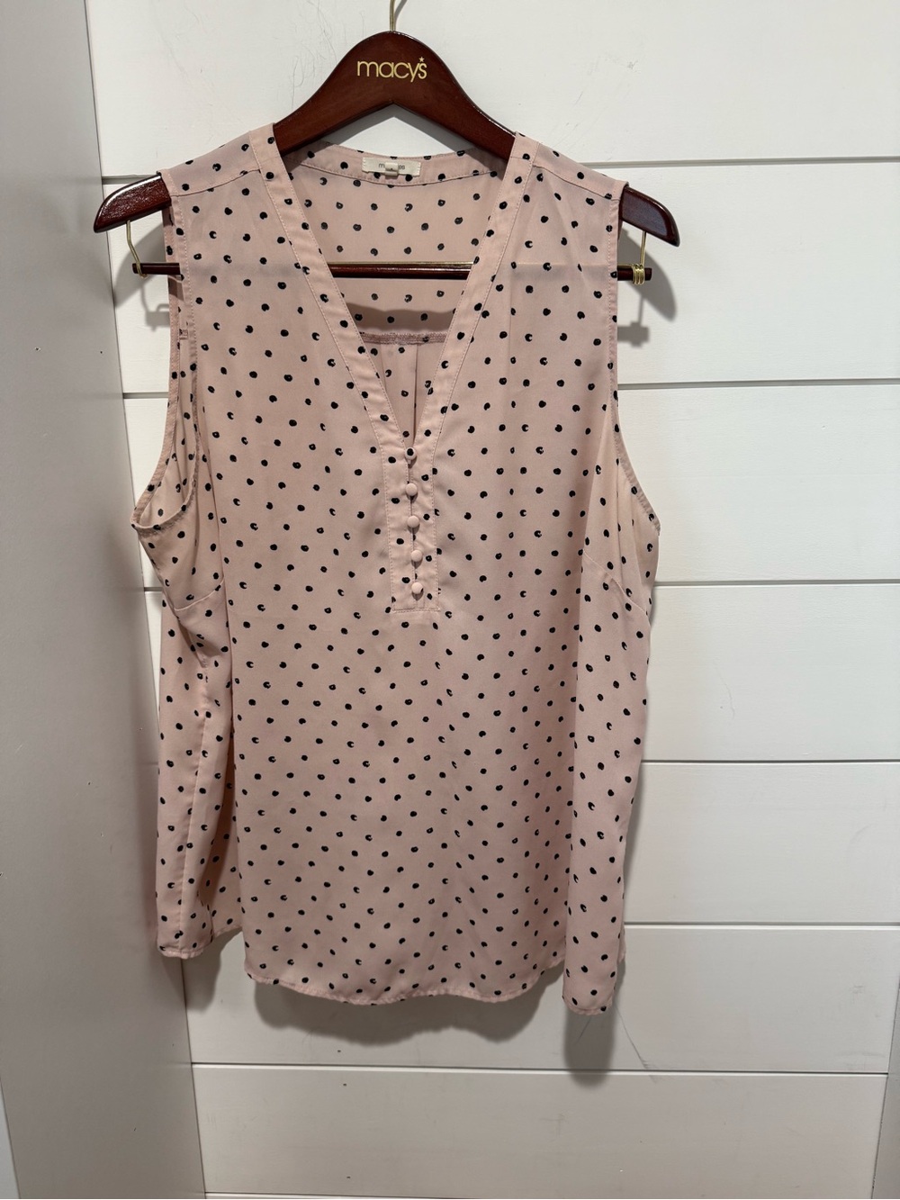 Maurices Blush Pink Sleeveless Polka Dot Top